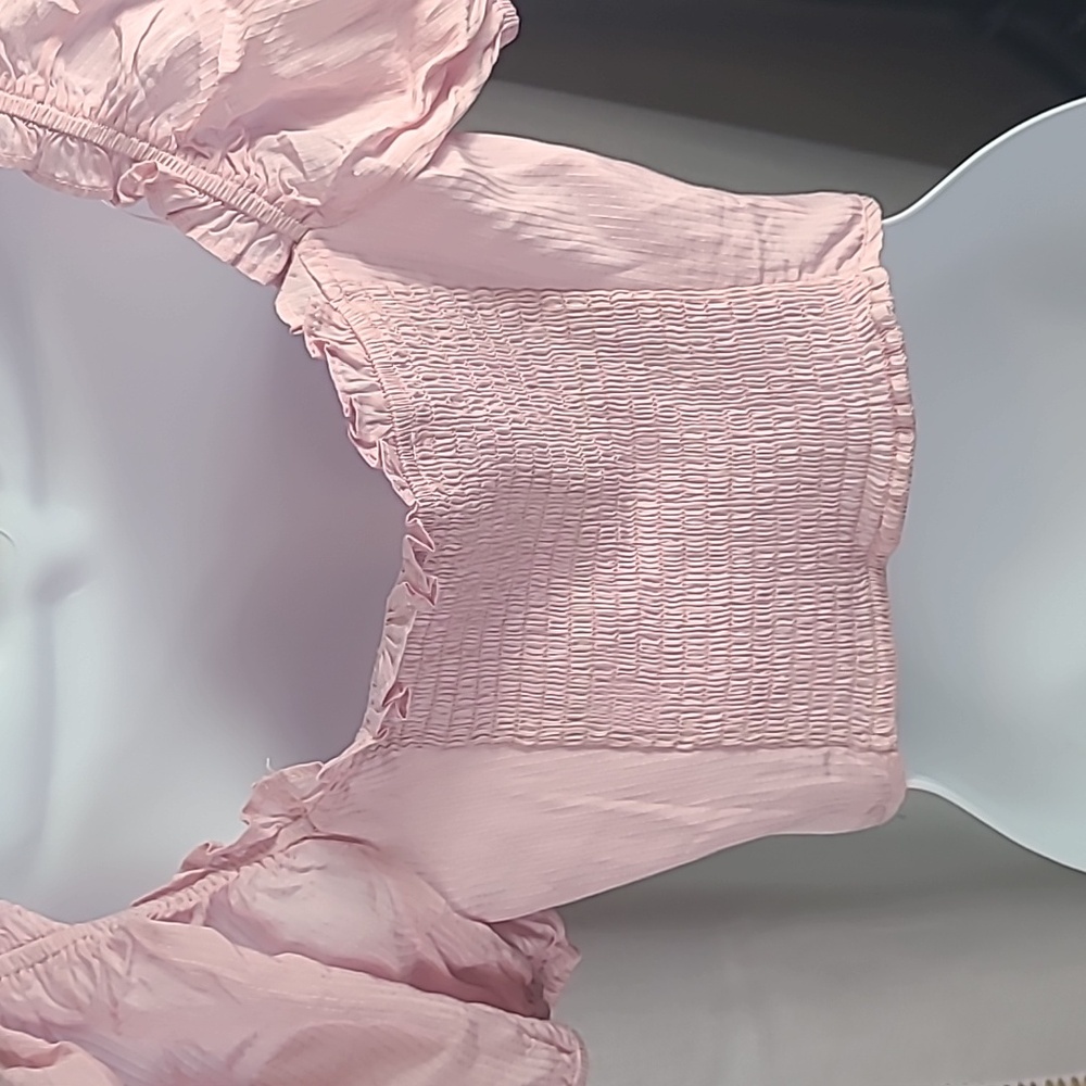 ASTR The Label Pink Puff Sleeve Crop Top Size Small - Picture 4 of 6